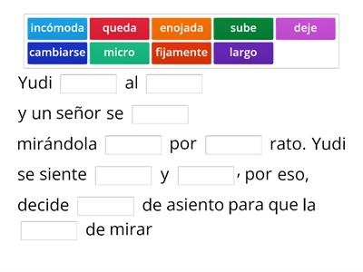 Completando las palabras en la siguientes situaciones