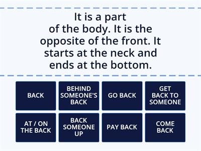 English expressions and phrasal verbs with BACK