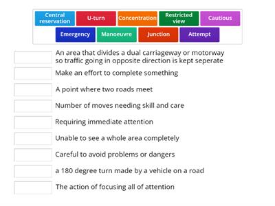 Driving Theory Test - vocabulary 