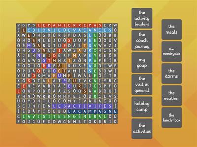 P6 Camp - Wordsearch