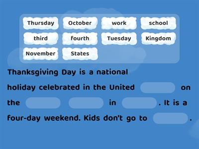  Thanksgiving- Sentences