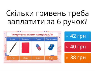 5В клас Задачі на розрахунок ВАРТОСТІ товарів