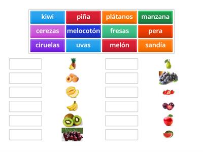 Logopedia: emparejar imagen-palabra. Frutas