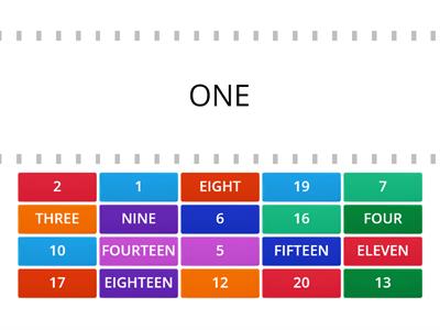 Year 1 Matching numbers and words to 20