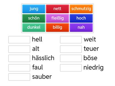 Gegenteile - Adjektive - A1
