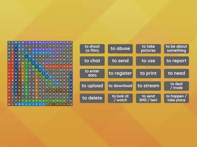 WJEC Media + Technology VERBS wordsearch