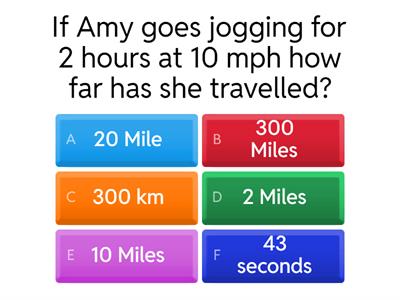AW Yr 7  speed distance time quiz