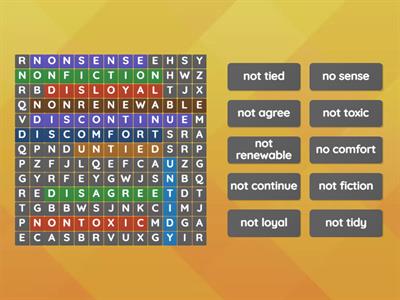 Practice Prefix un, non, dis