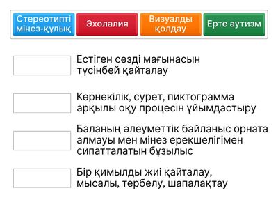 Түсініктерді дұрыс сәйкестендір 