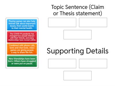 Topic Sentence/Supporting Details Sort  