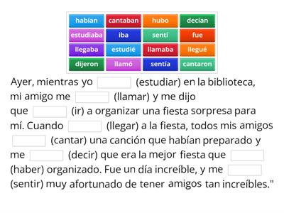 Pasado imperfecto.- Hechos no finalizados, descripciones, situaciones regulares y situaciones momentáneas. 