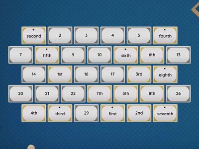 Ordinal Numbers - Matching Pairs