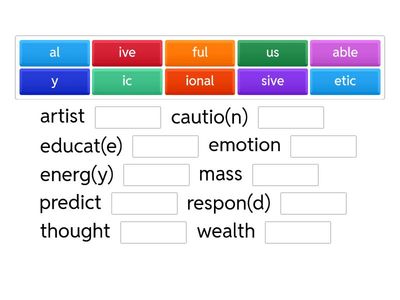 Complete First Unit 3 Adj prefixes 