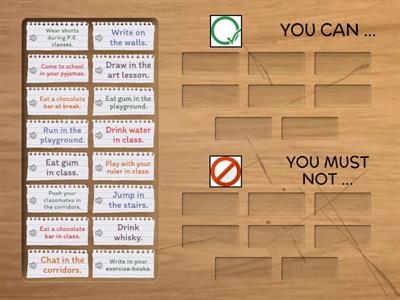 c  At school : you can ... or you must not ... ?