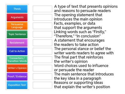 Matching Quiz – Exposition Text
