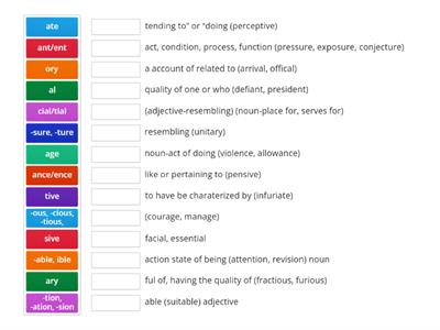 Suffixes Match Up