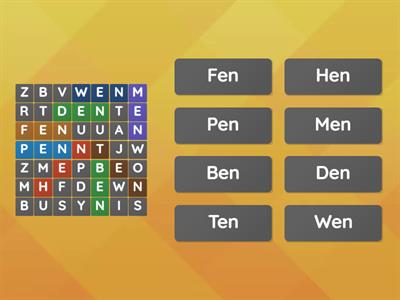 Words Ending in -en Wordsearch