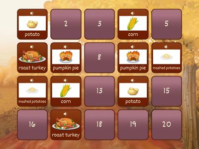  BRIGHT ENGLISH - Thanksgiving Day Matching