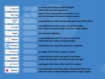 3rd Grade:Geometry Vocabulary /Classify Quadrilaterals