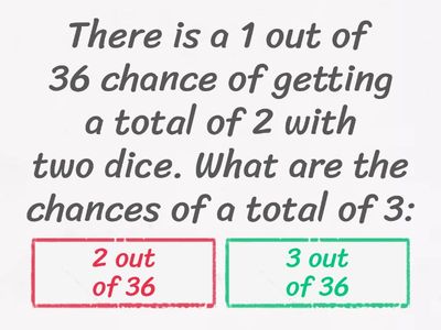  Possible totals when you roll two dice.