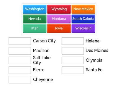 West, Midwest and Southwest States and Capitals