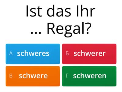 Menschen A2.1 Akkusativ  oder Nominativ Deklination der Adjektive (Möbel)