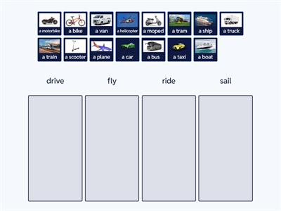 SM2 Means of transport + drive, fly, ride, sail