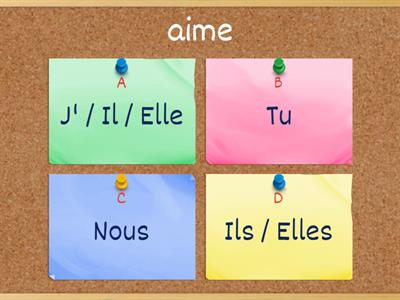 Verbe "aimer" au présent de l'indicatif