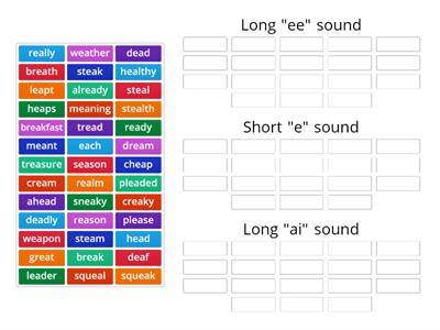 Three sounds of ea - "e", "ee" and "ai"