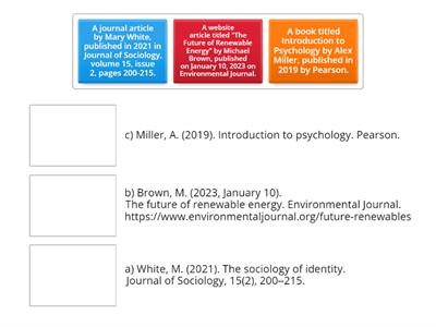 Referencing: Matching