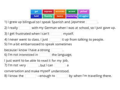 Fill in the gaps. Talking about languages