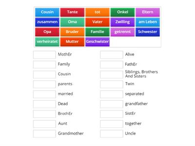 Familie - Match up activity