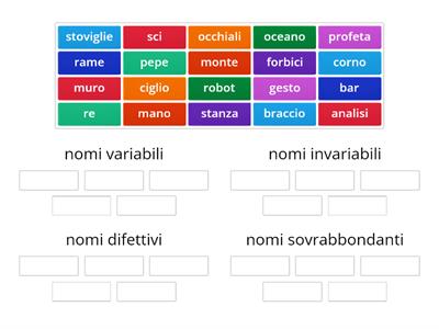 nomi variabili, invariabili,difettivi e sovrabbondanti