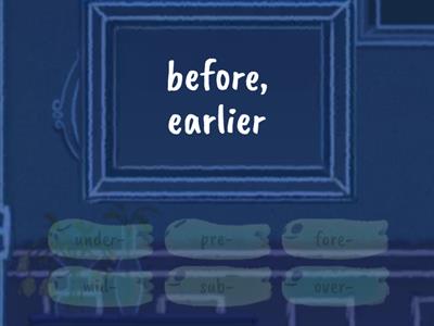 Prefixes (fore-, mid-, pre-, over-, sub- and under-)