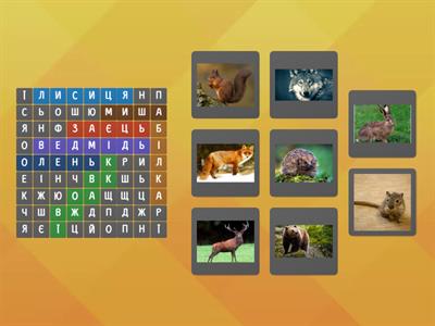 Знайди слова (тварини) 3 кл