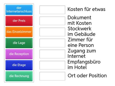 Hotelvokabeln zuordnen