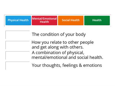 Health Triangle Definition Match Game 