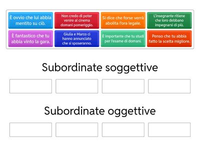 Le proposizioni subordinate soggettive e oggettive