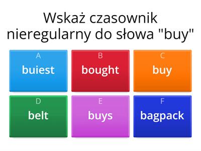 Język Angielski, czasowniki niereguralne, klasa 5