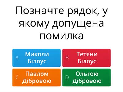 Вікторина до теми "Відмінювання прізвищ"