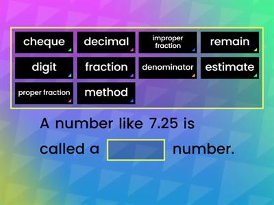 Mathematics เติมคำในประโยค