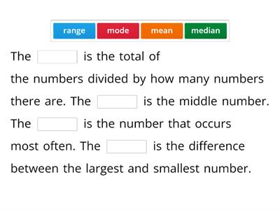 Mode, Median, Range, Mean