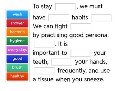 4EP_NS_U2_Healthy_Habits_Text_Completion 💪🍎🧼 