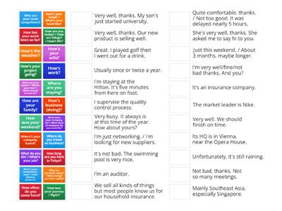 Small talk - match the questions with the answers 