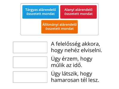 Alárendelő összetett mondatok