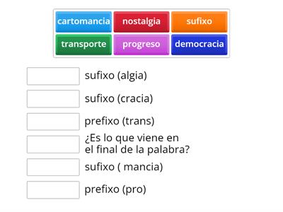 Prefixo y Sufixo (Espanhol)