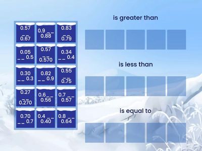 DECIMAL COMPARISONS  >than, <than, equal to 1.0 