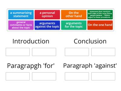 Writing for and against essay