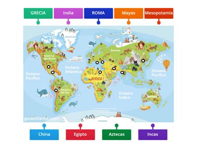 Antiguas civilizaciones en el espacio geográfico. Une las civilizaciones con el espacio donde se desarrollaron