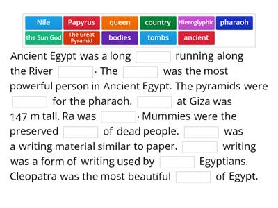 Ancient Egypt (Gap-filling) Dip in 6